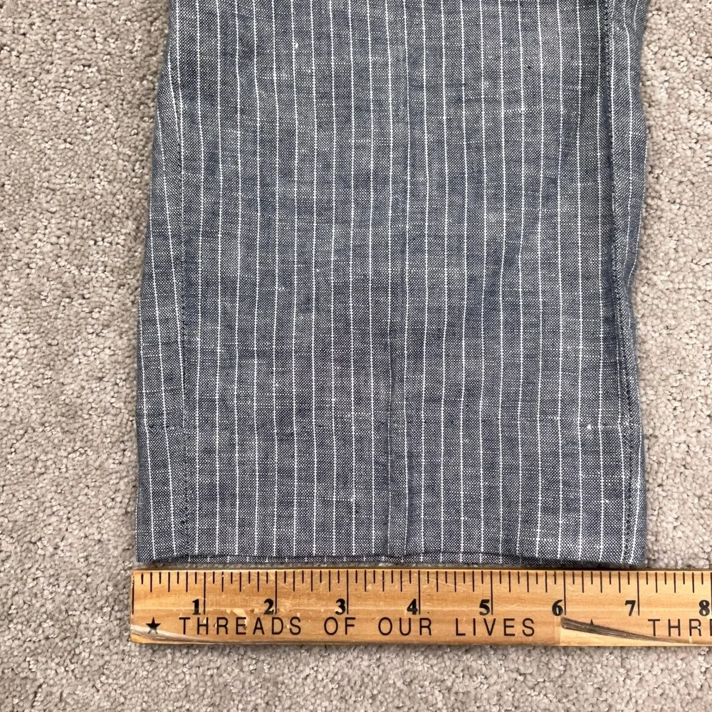 Banana Republic Pants Womens 10P Blue Pinstripe Hampton Fit Linen Lightweight